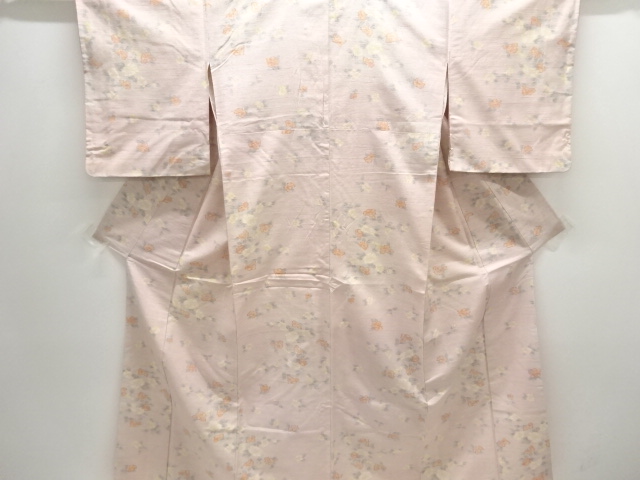 JAPANESE KIMONO / ANTIQUE KIMONO / SILK / TSUMUGI / WOVEN FLOWERS